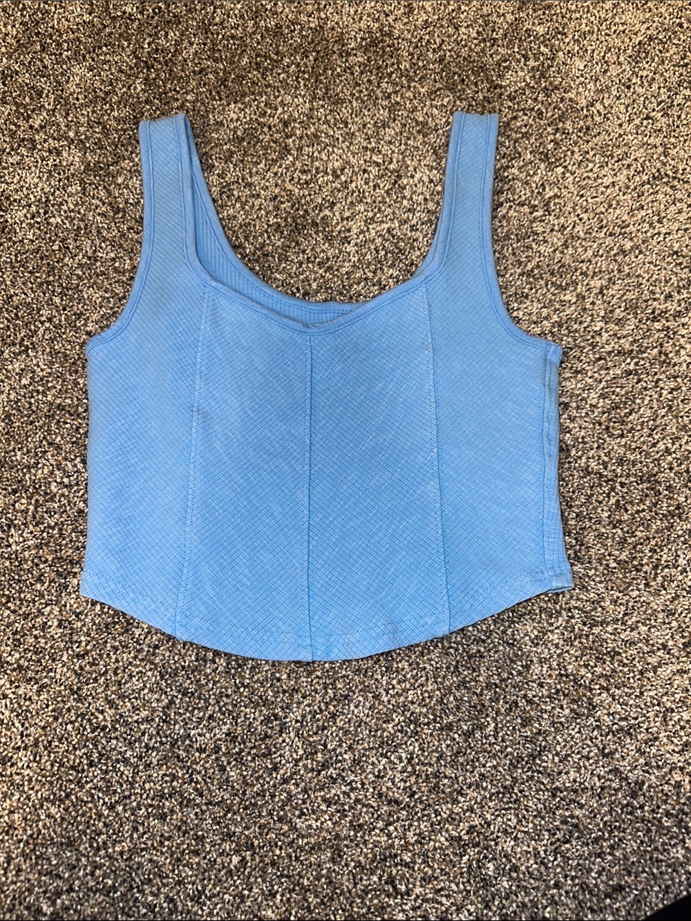 aerie Light Blue Textured Cropped Tank Top